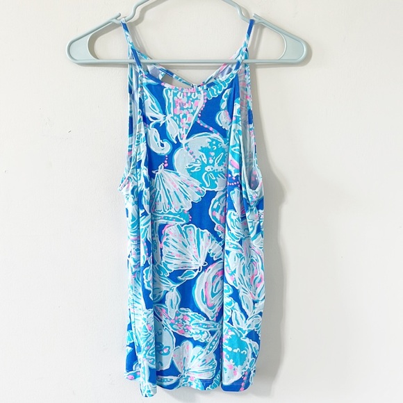 Lilly Pulitzer Margot Top Blue Haven Pop Up Into The Deep Tank Top Size Small - Picture 2 of 10